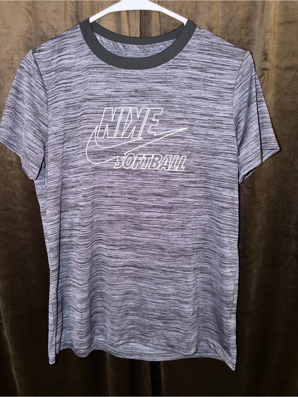 Nike Women’s Gray Heather Softball Tee with Dark Collar